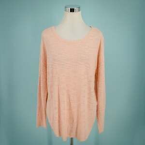 Stitch Fix Peach Large L Textured Knit Boat Scoop Neck Long Sleeve Sweater